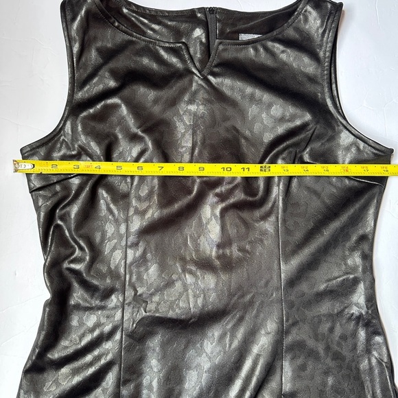 Aqua Blues Black Dress Women’s Sz 13 Sleeveless Animal Print  Faux Leather - Picture 2 of 7